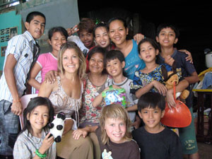 Jessica with the children of Cambodia