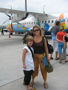 Jessica and Noa at the airport